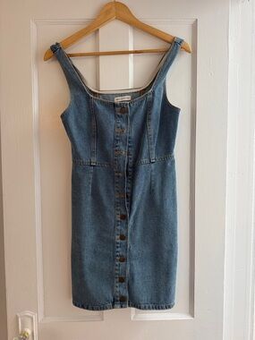 Urban Outfitters Blue Denim Button-Front Midi Dress